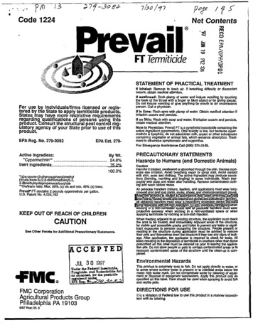 U.S. EPA, Pesticide Product Label, PREVAIL FT TERMITICIDE, 07/30/1997