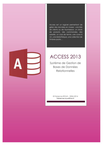 Microsoft Access 2013 - Télécharger Et Lire Cours Informatique En PDF