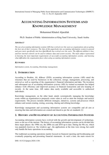 Accounting Information Systems And Knowledge Management - Airccse 