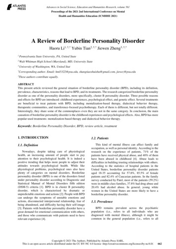 A Review Of Borderline Personality Disorder - Atlantis Press