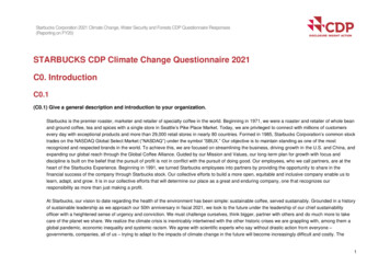 STARBUCKS CDP Climate Change Questionnaire 2021 C0. Introduction