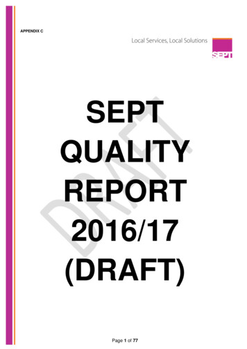 SEPT QUALITY REPORT 2016/17 (DRAFT) - Civica