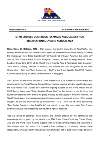 Star Cruises Continues To Amass Accolades From International Events .