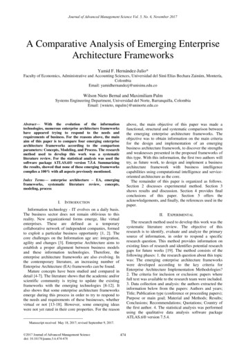 A Comparative Analysis Of Emerging Enterprise Architecture Frameworks