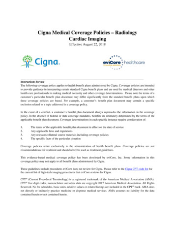 Cigna Medical Coverage Policies - Radiology Cardiac Imaging - EviCore