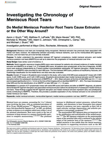 Investigating The Chronology Of Meniscus Root Tears - 膝の整形 .