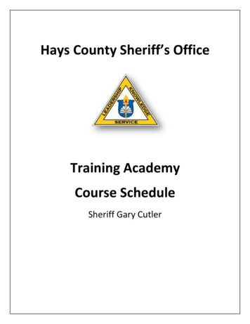 Training Academy Course Schedule - Hays County