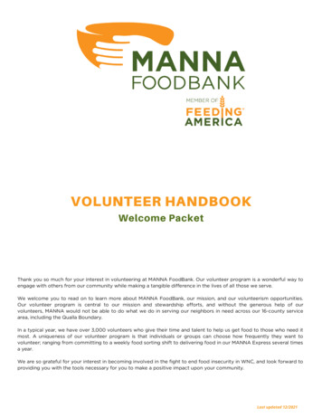 2021 Volunteer Handbook - Last Updated 12/2021 - MANNA FoodBank