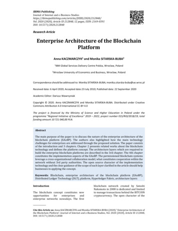 Enterprise Architecture Of The Blockchain Platform - IBIMA Publishing