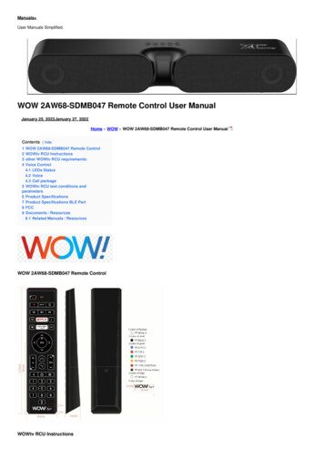 WOW 2AW68-SDMB047 Remote Control User Manual - Manuals 