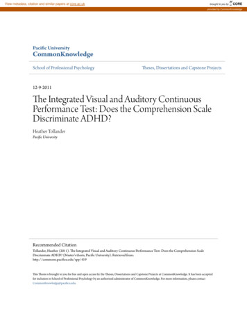 The Integrated Visual And Auditory Continuous Performance Test . - CORE