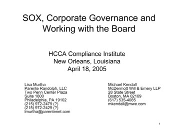 SOX, Corporate Governance And Working With The Board