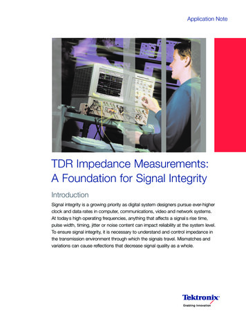 TDR Impedance Measurements: A Foundation For Signal Integrity - Tektronix