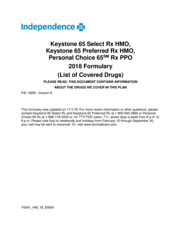 Keystone 65 Select Rx HMO, Keystone 65 Preferred Rx HMO . - MMITNetwork