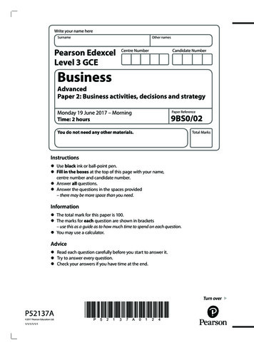 Pearson Edexcel Cenre Uer Cnte Uer Level 3 GCE Business - Revision World