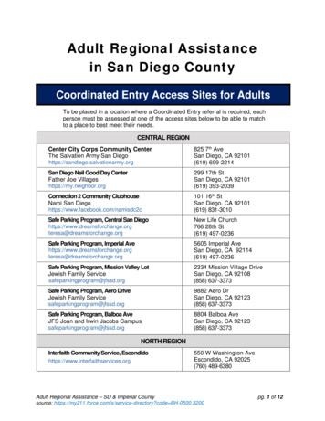 Adult Regional Assistance In San Diego County - Regional Task Force On .