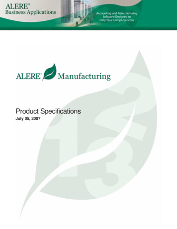 ALERE Manufacturing Specifications
