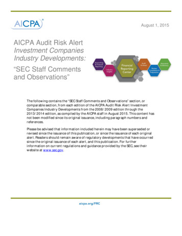 AICPA Audit Risk Alert Investment Companies Industry Developments
