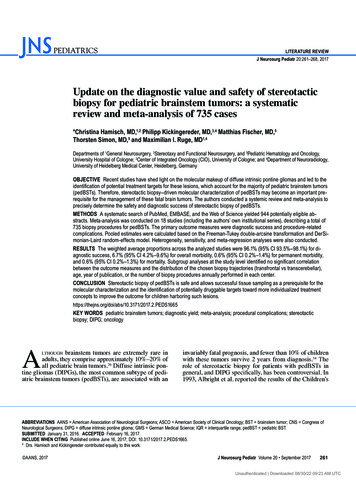 Update On The Diagnostic Value And Safety Of Stereotactic Biopsy For .