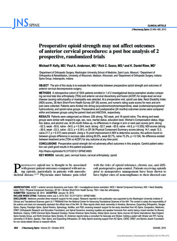 Preoperative Opioid Strength May Not Affect Outcomes Of Anterior .
