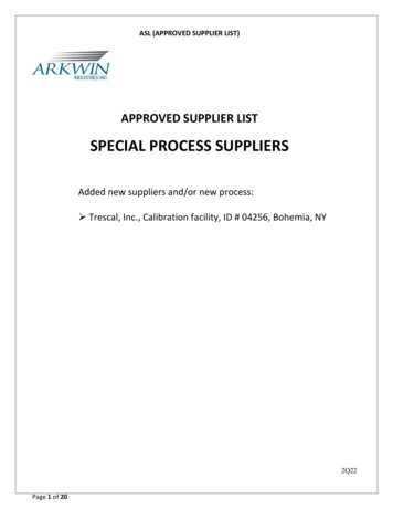 SPECIAL PROCESS SUPPLIERS - Arkwin Industries