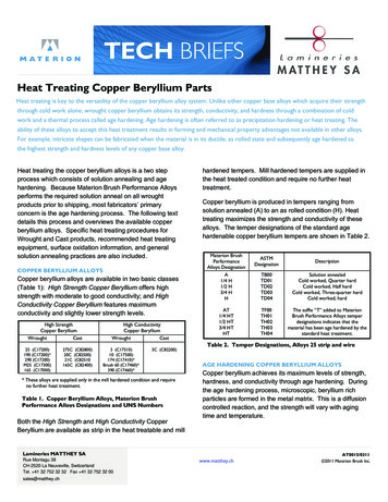 AT0015 0311 Heat Treating Copper Beryllium Parts - Matthey