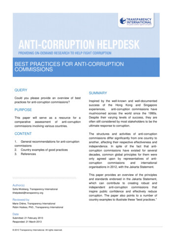 BEST PRACTICES FOR ANTI-CORRUPTION COMMISSIONS - Transparency