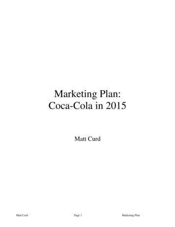 Marketing Plan: Coca-Cola In 2015 - David Hodder