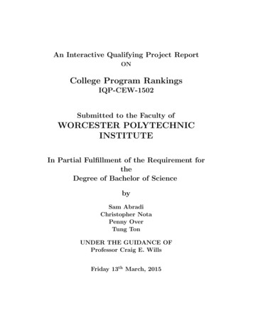 College Program Rankings - Worcester Polytechnic Institute