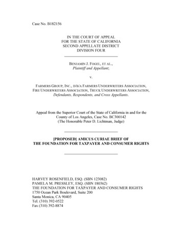 [Proposed] Amicus Curiae Brief Of The Foundation For Taxpayer And .