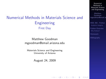 Numerical Methods In Materials Science And Engineering
