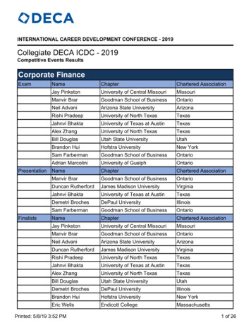Corporate Finance Collegiate DECA ICDC - 2019
