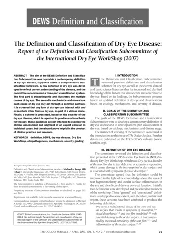 The De Nition And Classi Cation Of Dry Eye Disease - Tear Film And .
