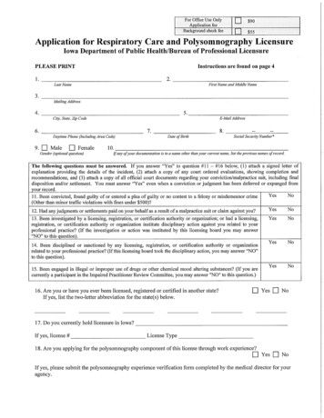 Application For Respiratory Care And Polysomnography Licensure