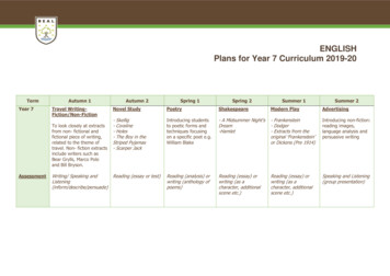 ENGLISH Plans For Year 7 Curriculum 2019-20 - Beal High School