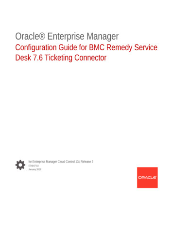 Configuration Guide For BMC Remedy Service Desk 7.6 Ticketing . - Oracle