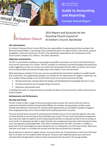 2013 Report And Accounts For The Parochial Church Council Of St Emilion .