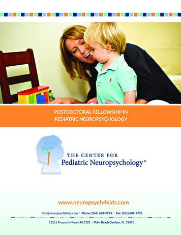 Postdoctoral Fellowship In Pediatric Neuropsychology