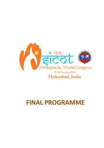 Final Programme - Hyderabad - SICOT