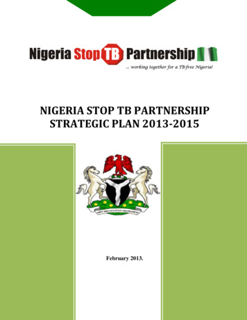 Nigeria Stop Tb Partnership Strategic Plan 2013-2015