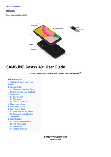 SAMSUNG Galaxy A01 User Guide - Manuals 