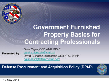 Government Furnished Property Basics For Contracting Professionals