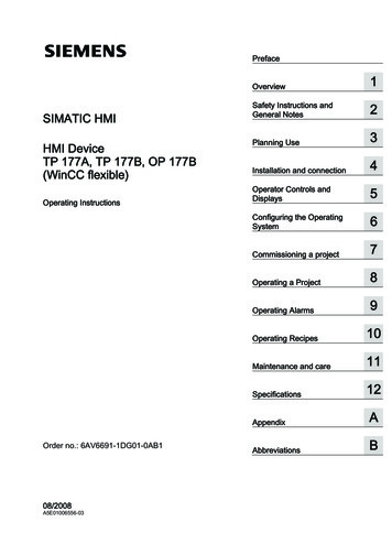SIMATIC HMI HMI Device TP 177A, TP 177B, OP 177B (WinCC Flexible) - Siemens