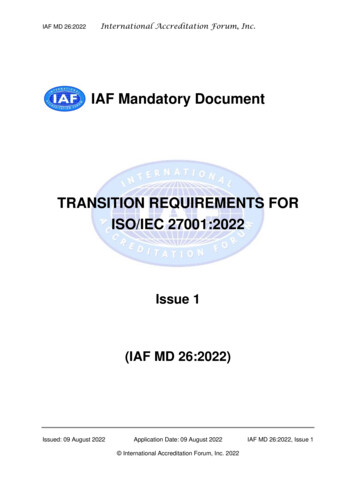 Transition Requirements For Iso/Iec 27001:2022 - Iaf