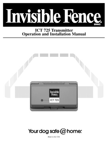 ICT 725 Transmitter Operation And Installation Manual - Cloture Invisible
