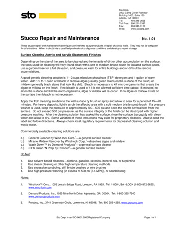 Stucco Repair And Maintenance No. 1 - Sto Corp.