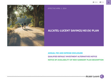AlcAtel-lucent SAvingS/401(k) PlAn