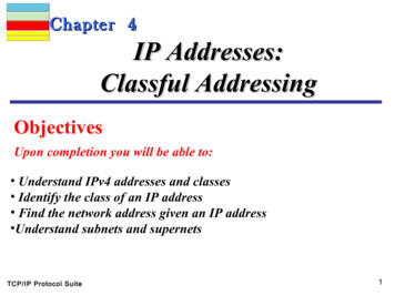 Chapter 4 IP Addresses: Classful Addressing