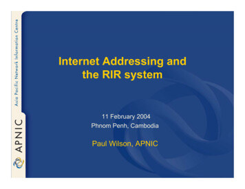 Internet Addressing And The RIR System - APNIC