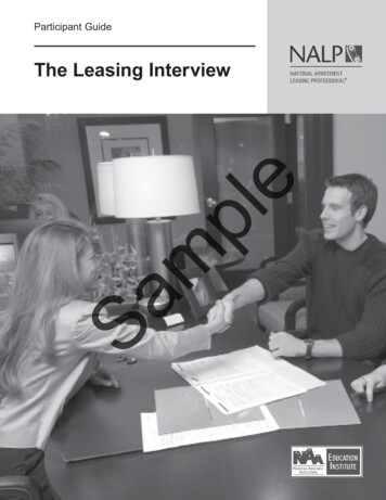 The Leasing Interview Sample - National Apartment Association